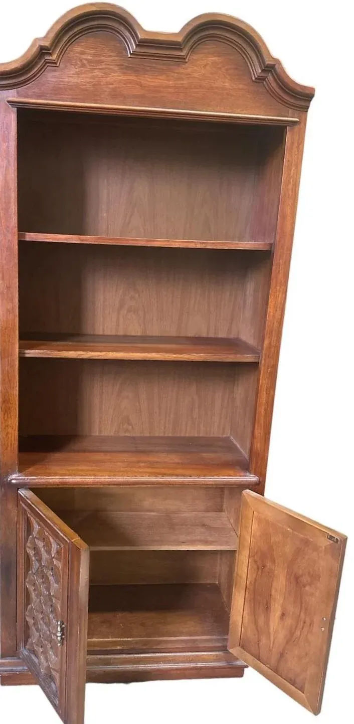 Spanish Colonial Revival Oak Book Case With Cabinet Storage - Mid 20th Century - 2 Available - Image 3