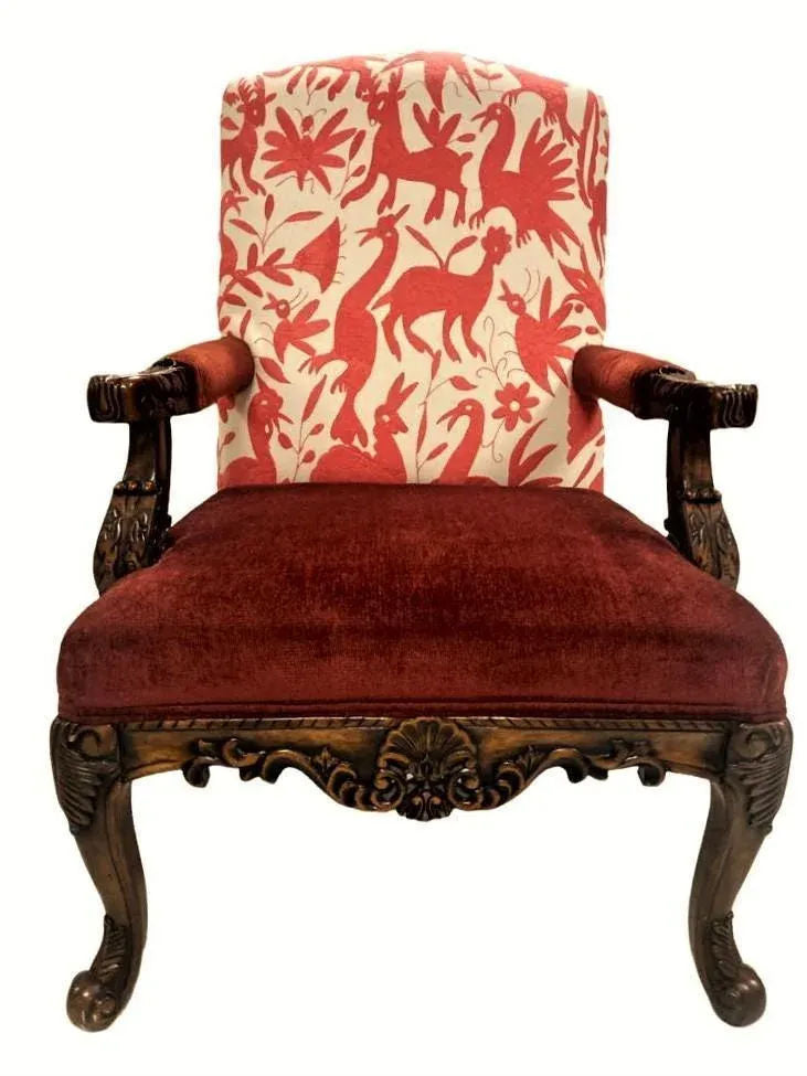 Hacienda Fauteuils With New Otomi Hand Embroidery Upholstery - a Pair - Early 21st Century - Image 3