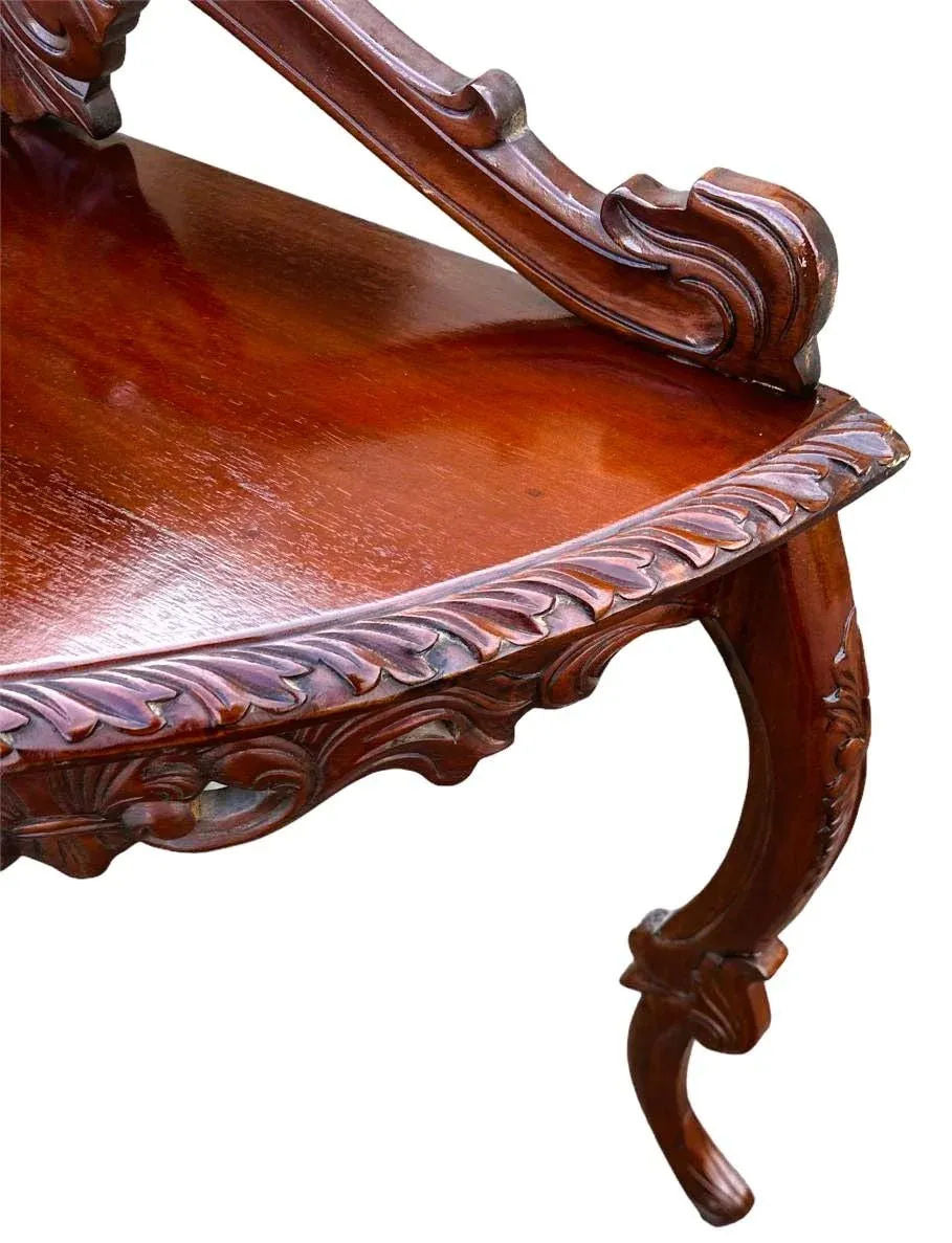 19th Century Italian Rococo Antique Rosewood Demi-Lune Console Table - Image 3