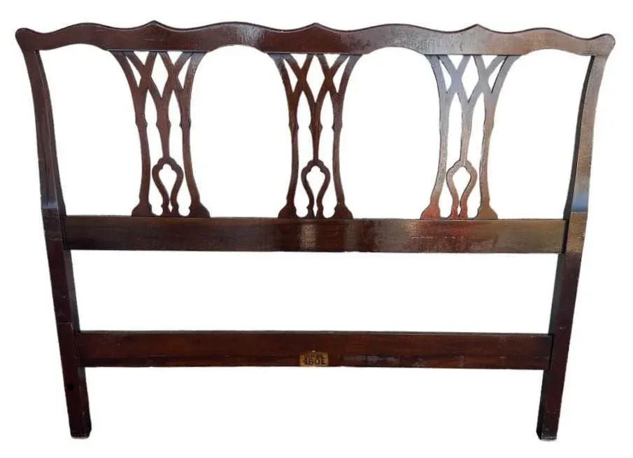 Kindel Grand Rapids Oxford Chippendale Full Size Headboard - Solid Cherry Wood - Circa 1940s - Image 3