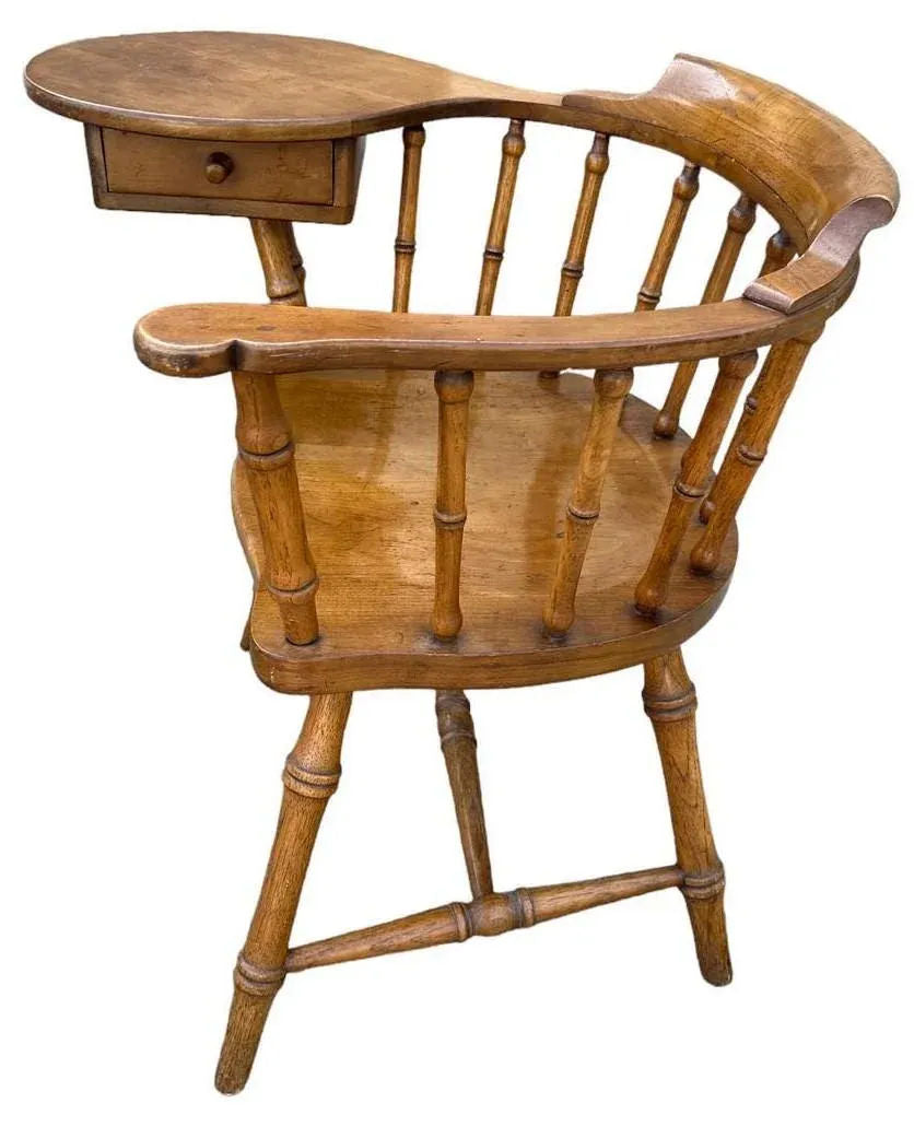Drexel Windsor Maple and Oak Writing Arm Chair - Vintage Mid 20th Century - Image 3