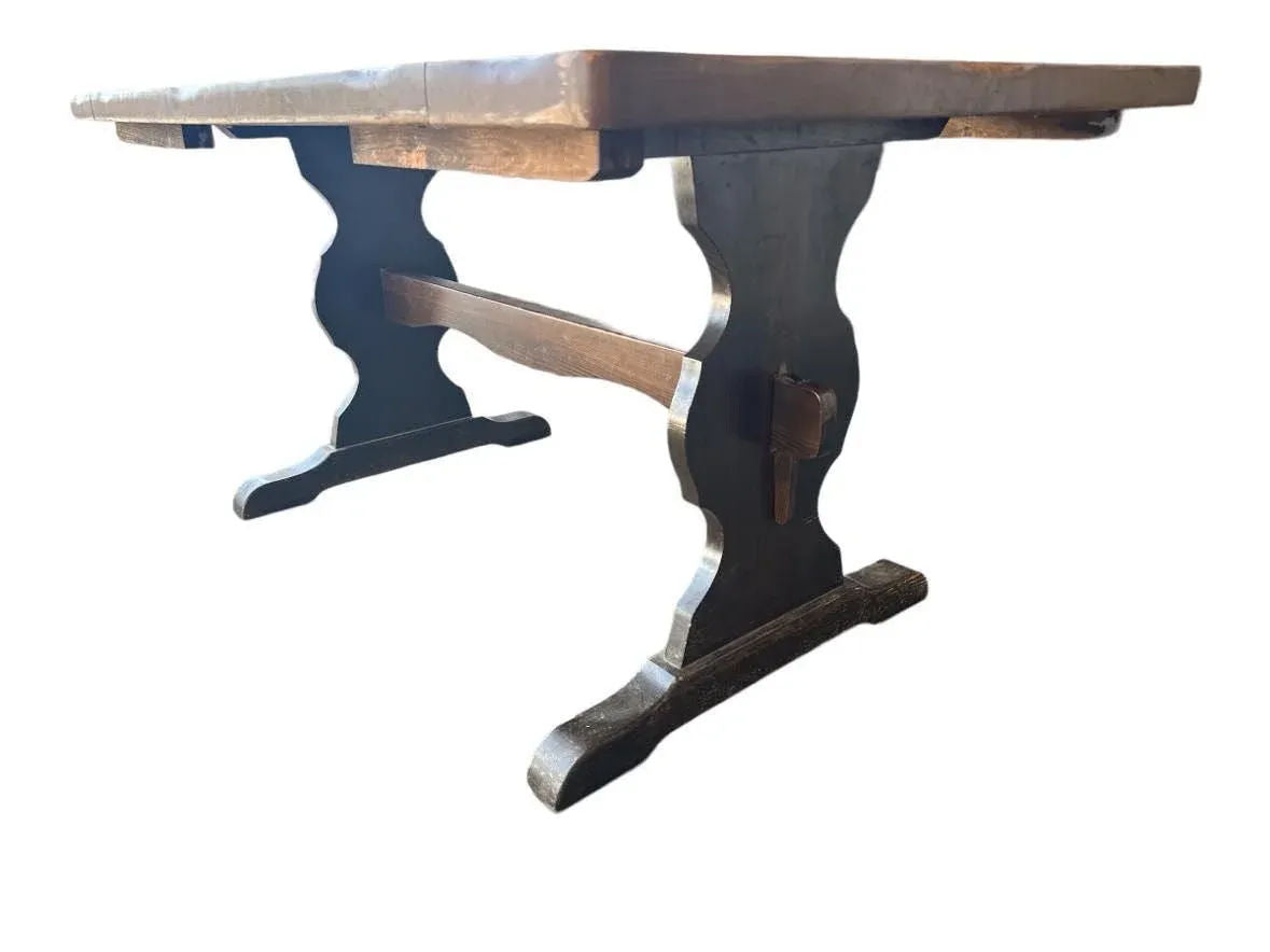 Trestle Tavern Pine Dining Table - Vintage 1980s - Image 3