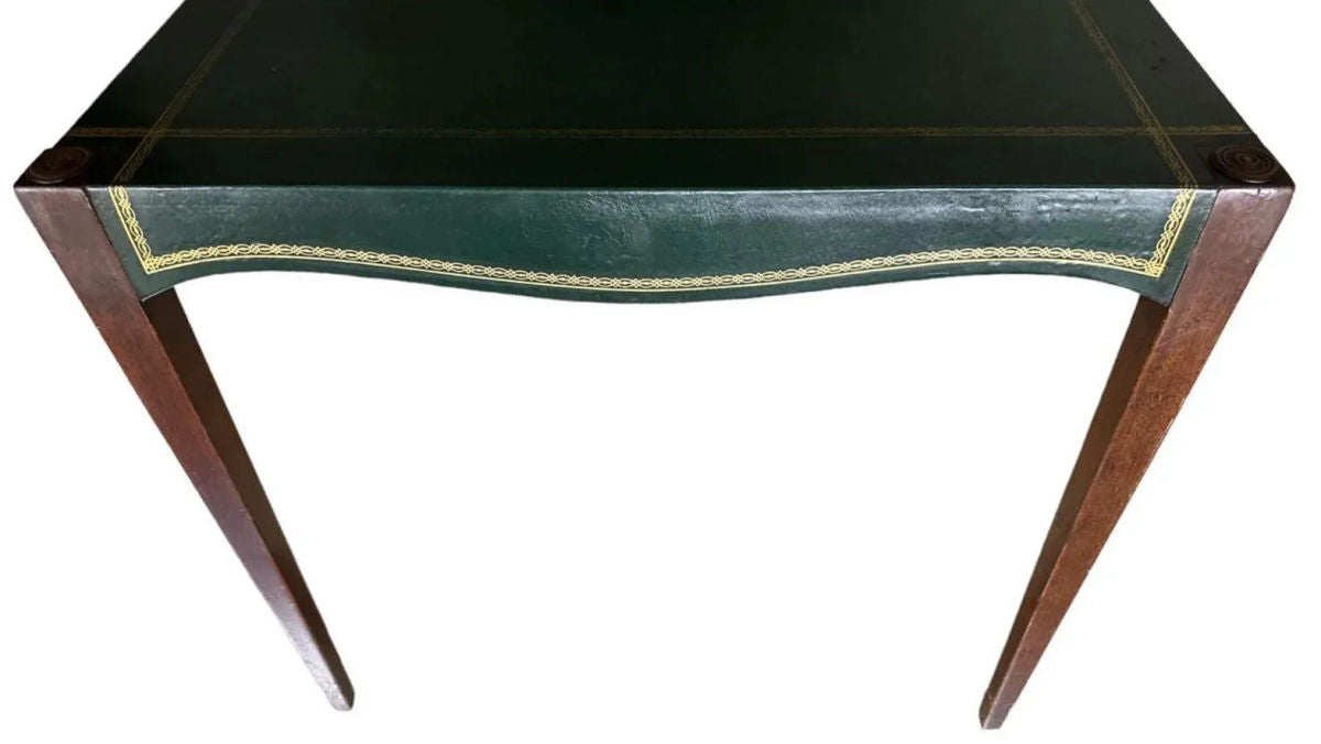 Barnard & Simonds Tooled Green Leather and Mahogany Game Table - Antique Circa 1920s - Image 3