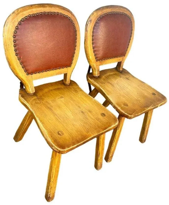 1930s Rancho Monterey Style Oak Chairs by Coronado Furniture of Los Angeles - a Pair - Image 3