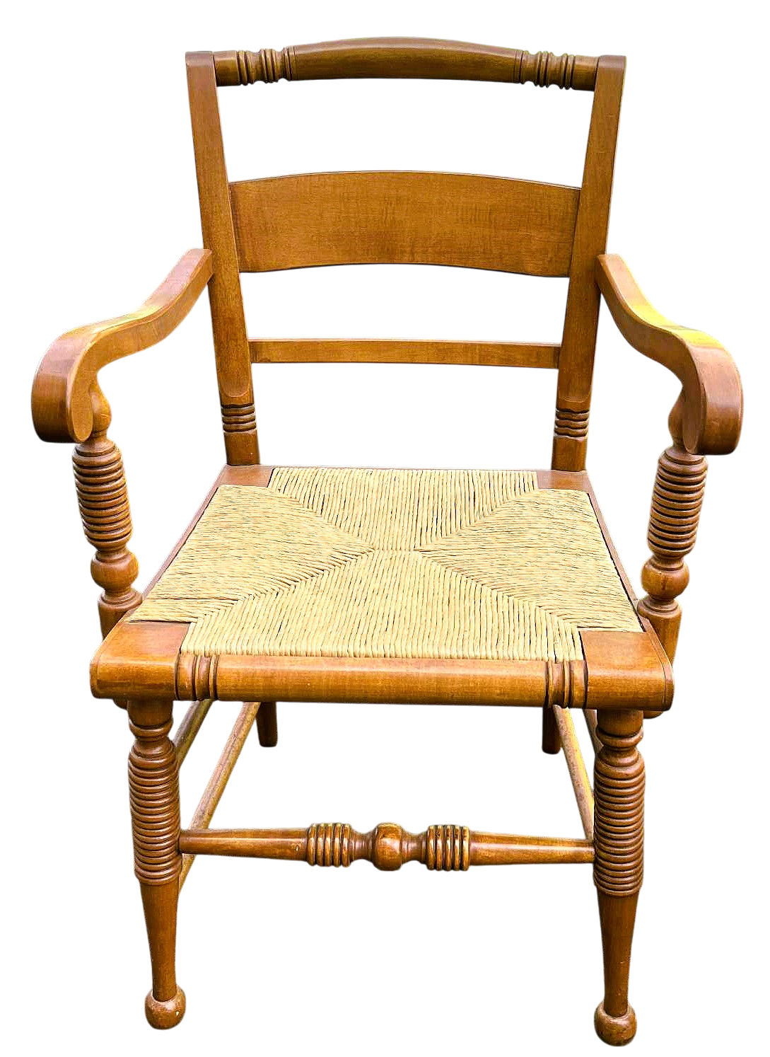 Nichols & Stone Maple Frame and Rush Seat Dining Chairs - Set of 4 Including 2 Armchairs - Image 3