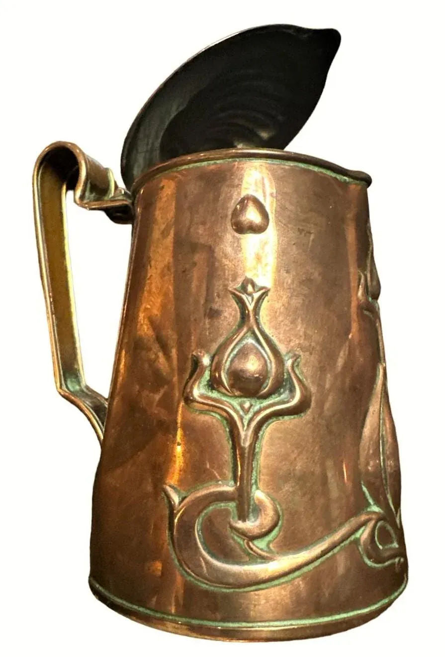 Antique English Arts & Crafts Handcrafted Copper Pitcher - Image 3