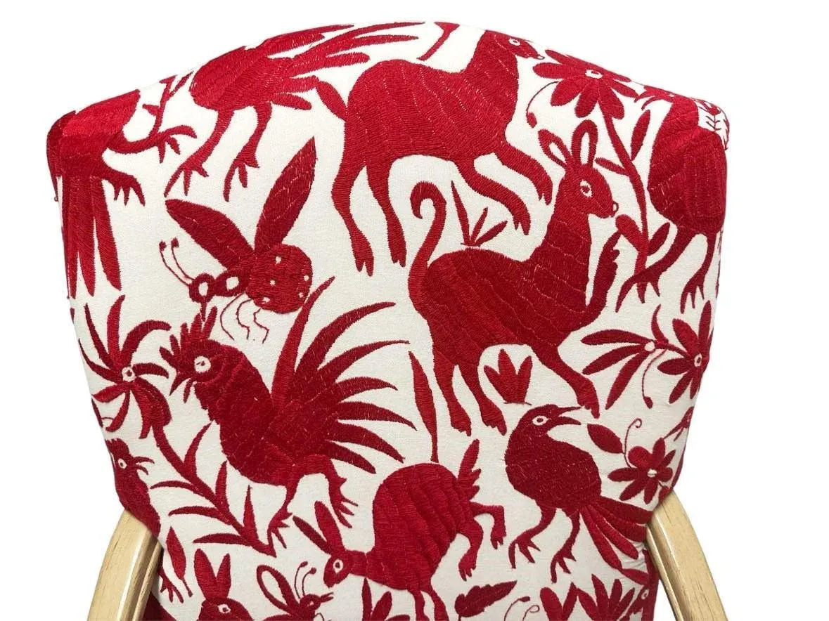 Bernhardt Large Hacienda Chairs in Otomi Hand Embroidery and Leather - a Pair - Early 21st Century - Image 3