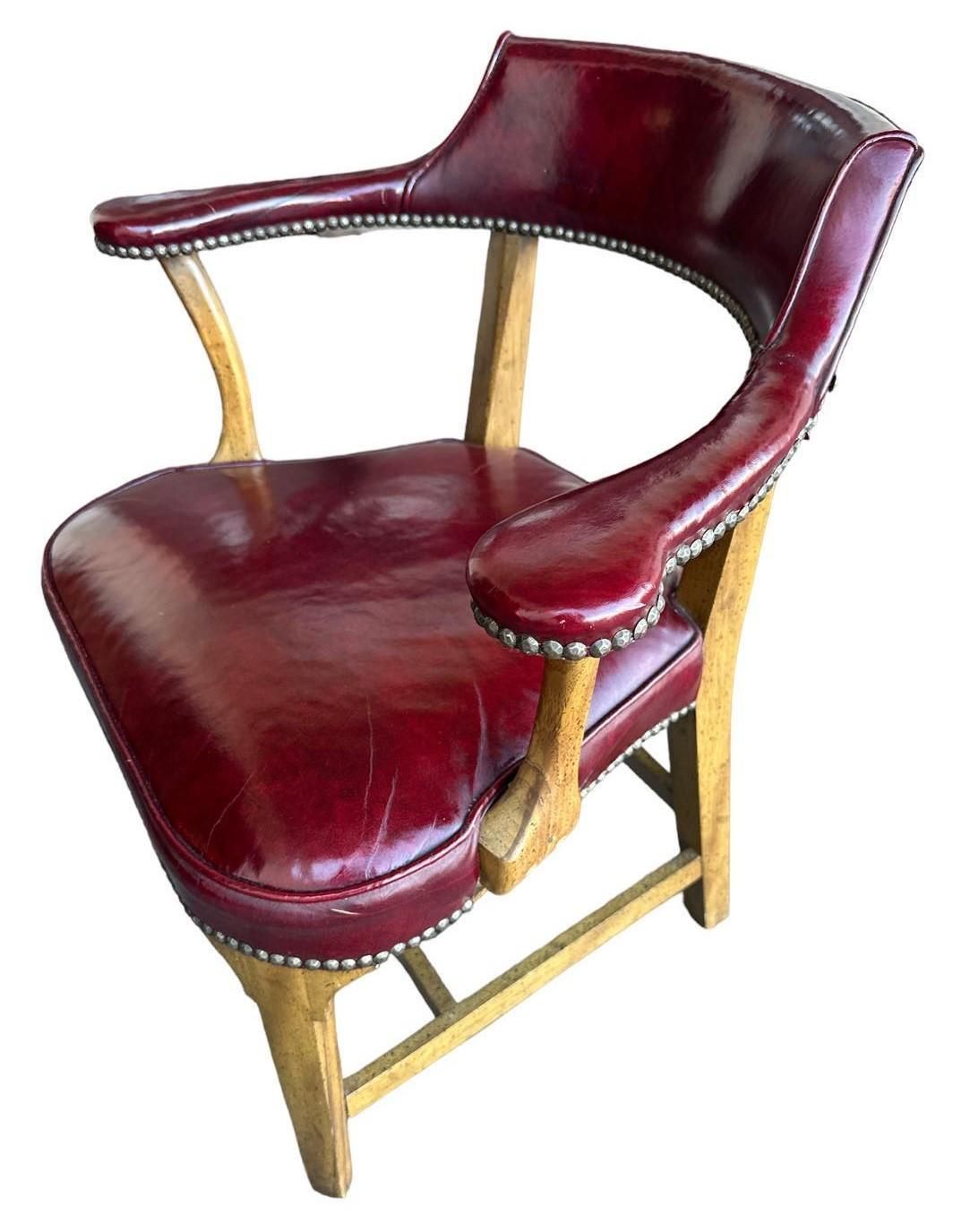 Vintage Leather Club Chair or Desk Chair by Century Furniture of Hickory - Image 3