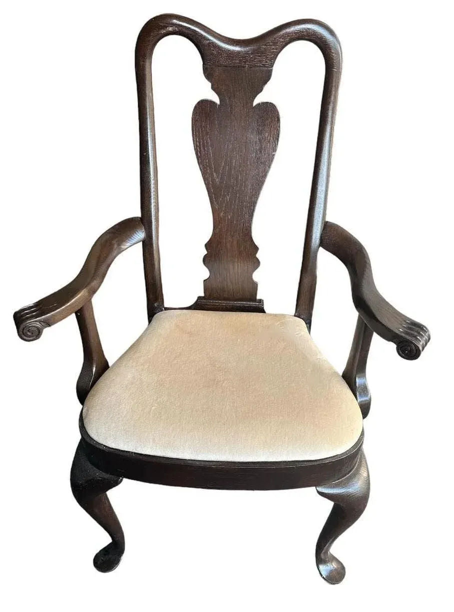 Set of 4 Vintage Dark Oak Queen Anne Dining Chairs Made in Canada - Early 21st Century - Image 3