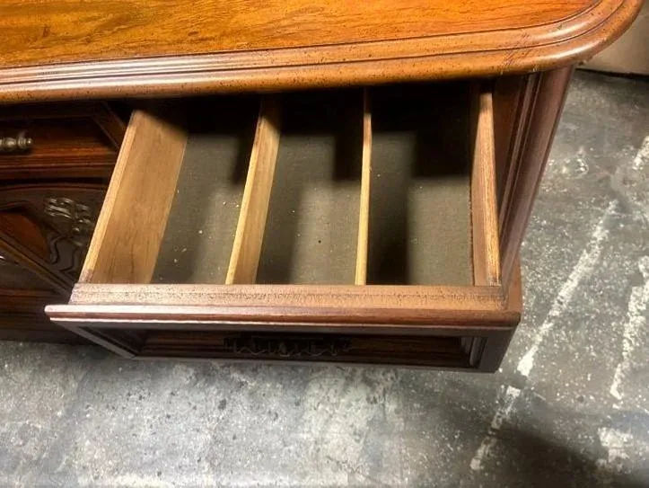 Mid 20th Century Spanish Revival Oak 70" Wide Credenza or Buffet Sideboard - Image 3