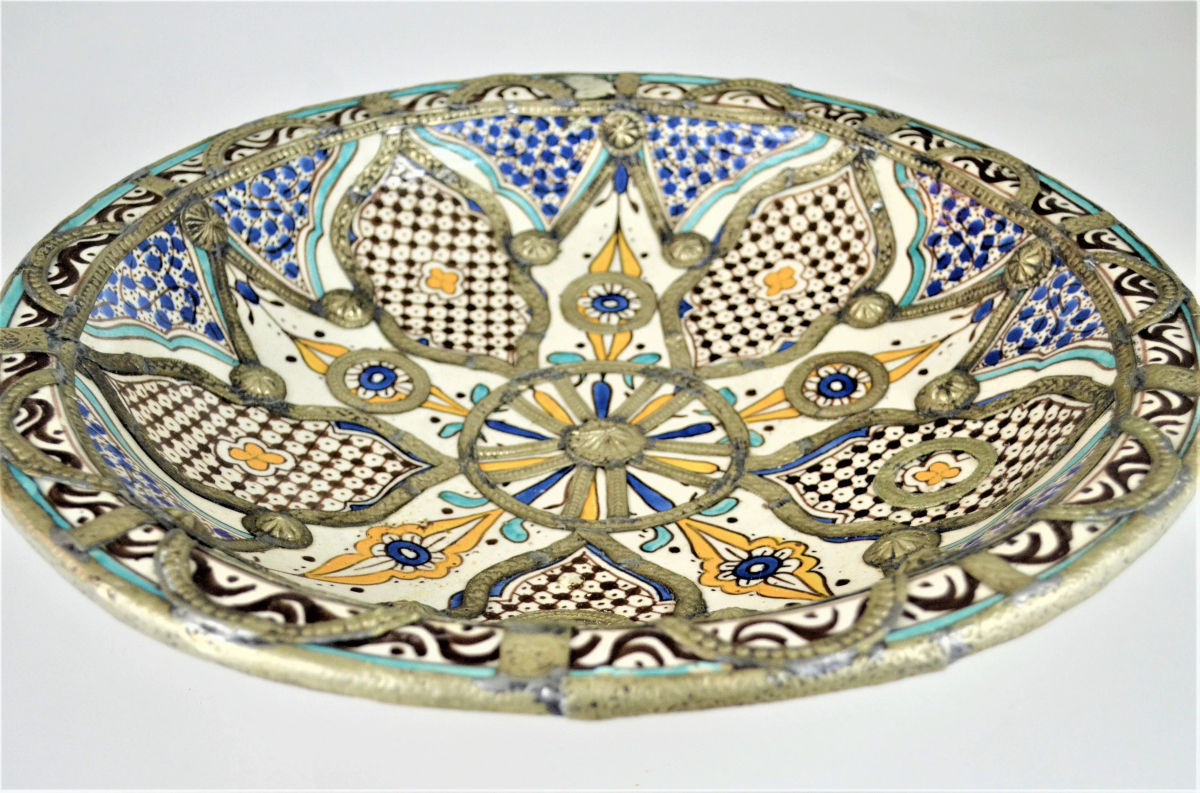 Large Antique Early 20th Century Large Moroccan Bleu De Fez Bowl - Image 3