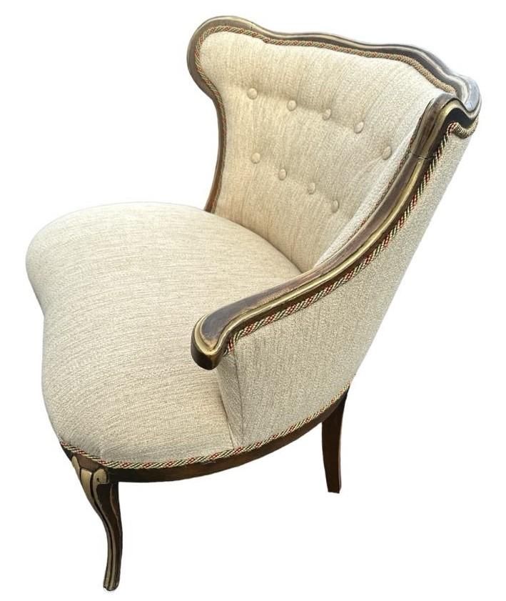 Pair of 19th Century Antique Louis XV Side Chairs With New Upholstery and Refinished With Giltwood Highlights - Image 3