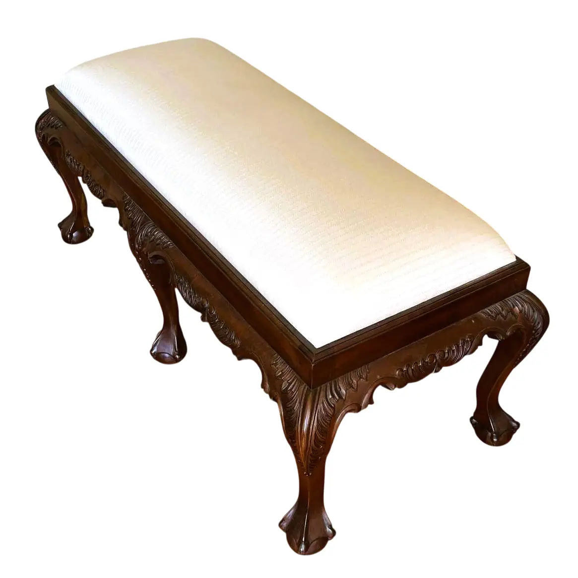 Mahogany Clawfoot Bench by Georgian Furnishings Co. Of New Orleans - Vintage Late 20th Century - Image 3