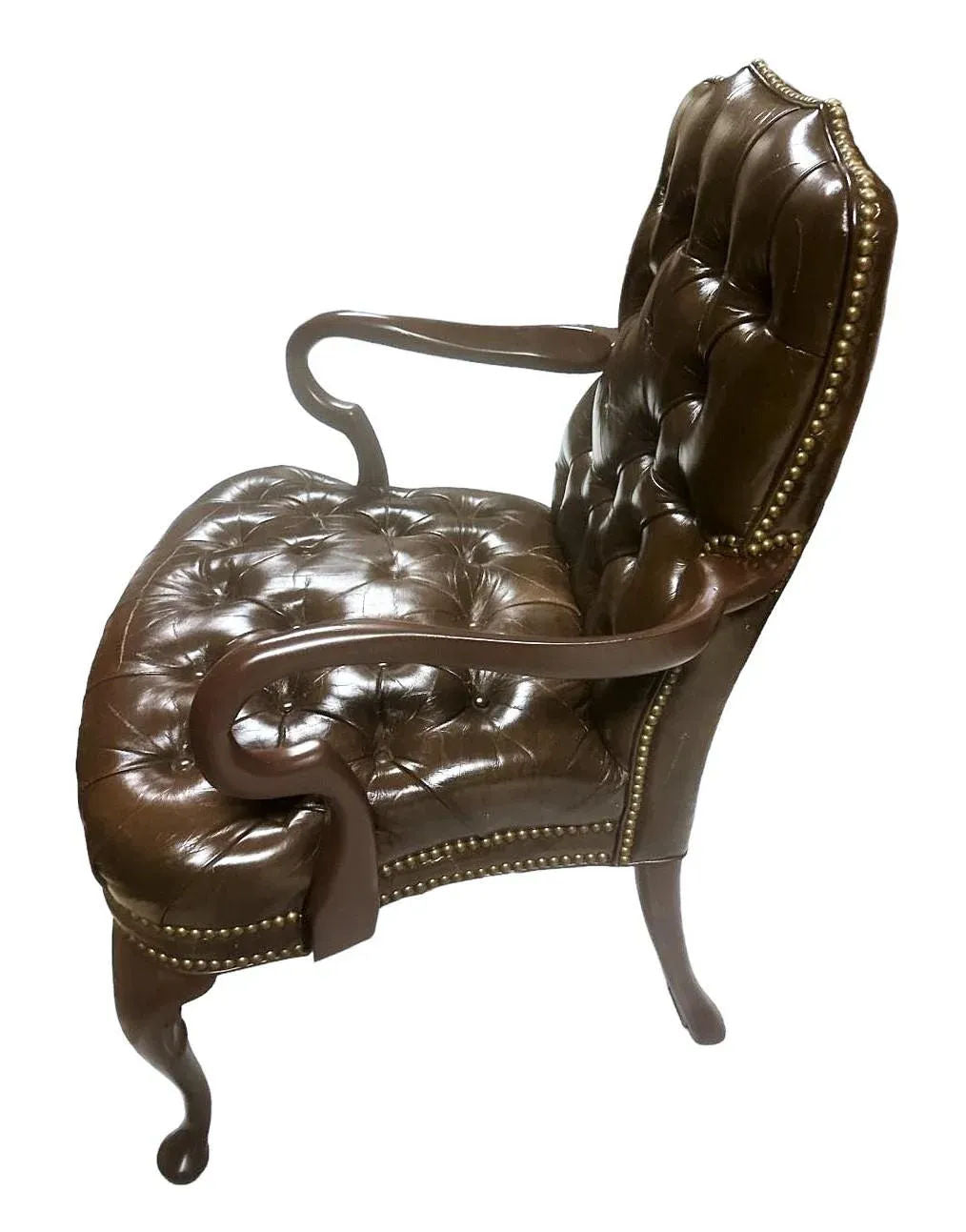 Schafer Brothers Vintage Chesterfield Style Tufted Leather Arm Chair - Mid 20th Century - Image 3