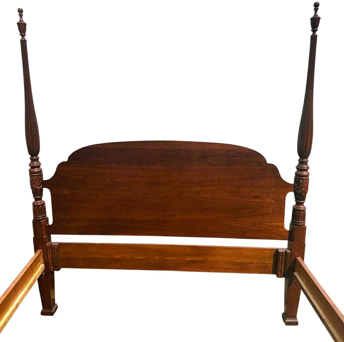 Queen Size Solid Cherry Wood Four Poster Rice Bed - Vintage Late 20th Century - Image 3