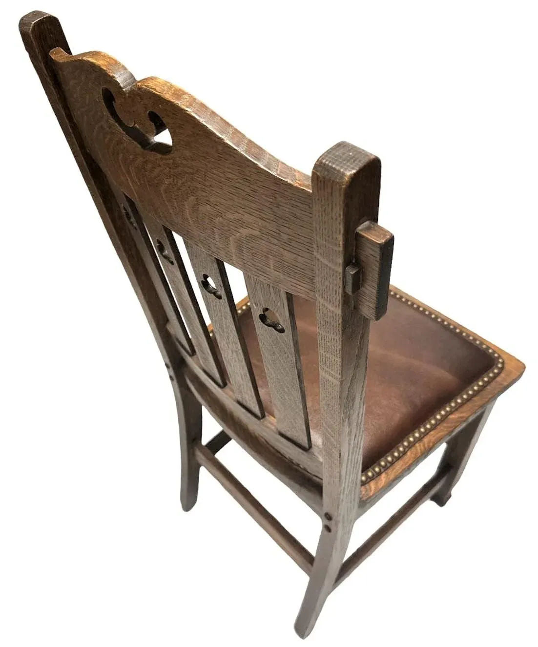 Wyburd and Liberty Attributed Antique Edwardian English Oak Chairs - a Pair - Image 3