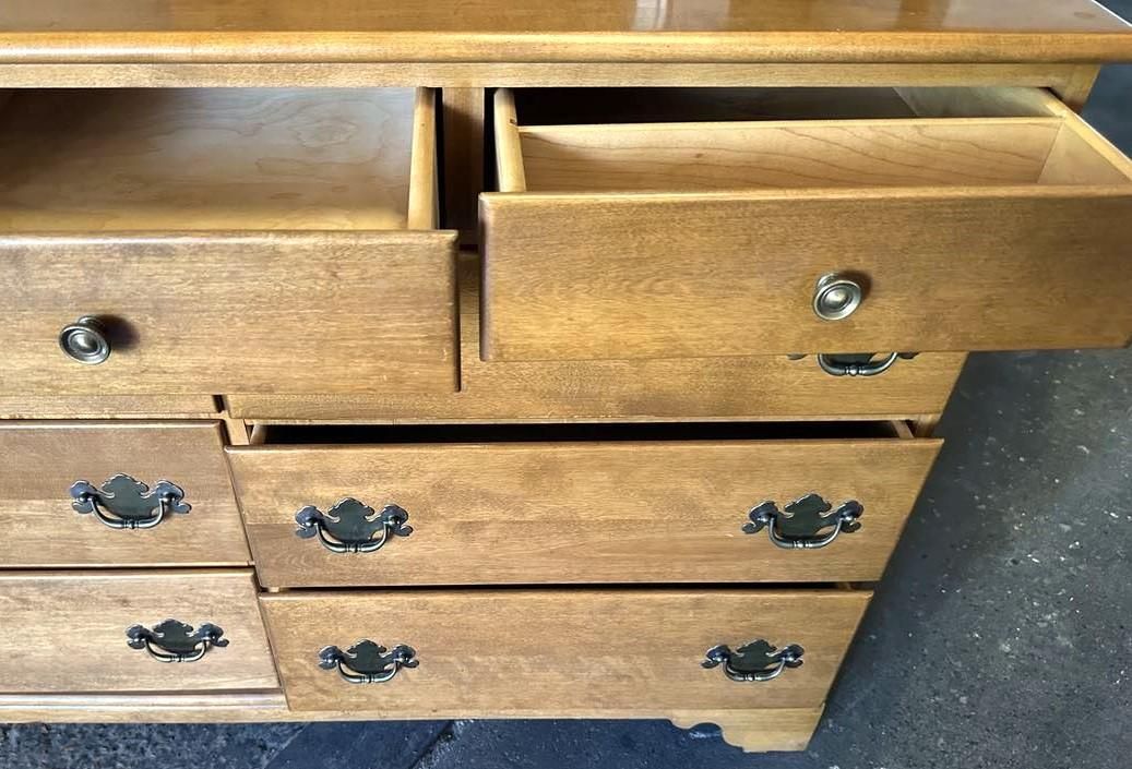 Ethan Allen Nutmeg Solid Maple 52" Wide Chest of 9 Drawers - Vintage 1960s - Image 3