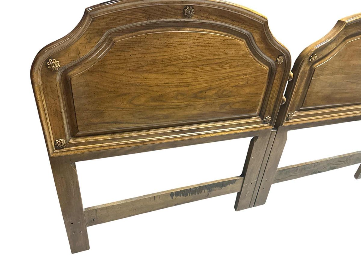 King Size Davis Cabinet Company French Provincial Solid Oak Headboard - Vintage Circa 1960s - Image 3