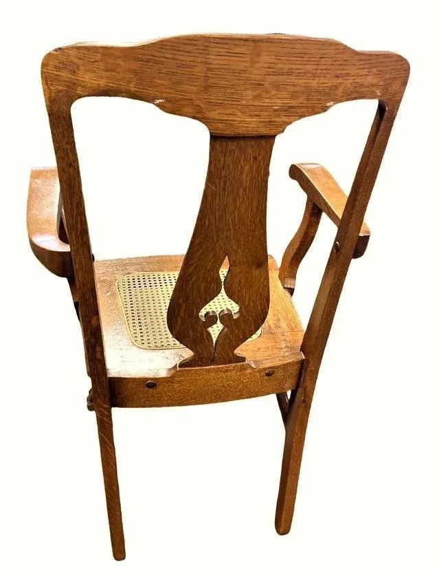 Early 20th Century Stomps Burkhardt Arts & Crafts Quarter Sawn Oak Dining Chairs - Set of 4 - Image 3