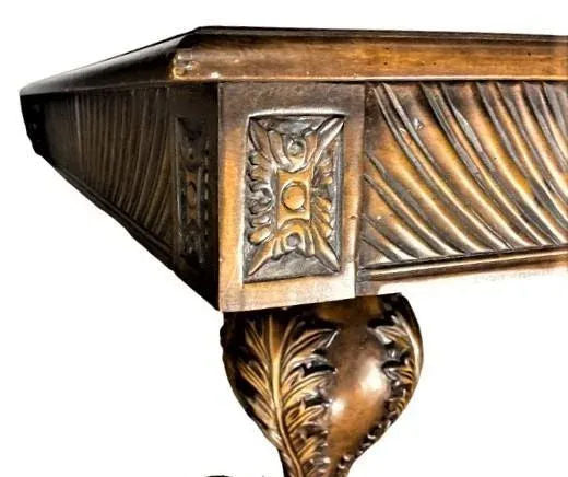 Solid Carved Walnut Mediterranean Style Library Table - Early 21st Century - Image 3
