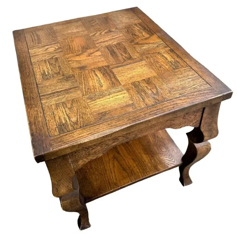 Altavista Lane Vintage Oak French Country Side Table - Late 20th Century - Image 3