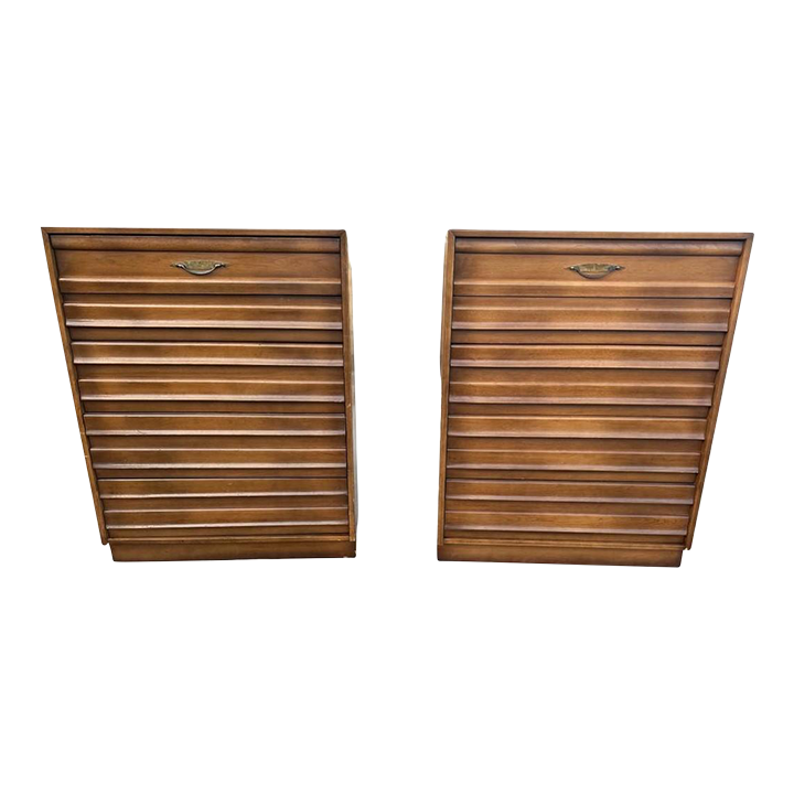 Pair of American of Martinsville Mid-Century Modern Walnut Chests of Drawers - Rare Find - Image 3