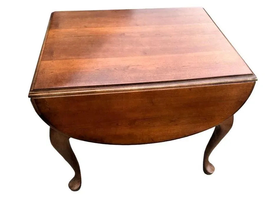 Solid Cherry Wood Drop Leaf Queen Anne Side Table by American Drew - Vintage Late 20th Century - Image 3