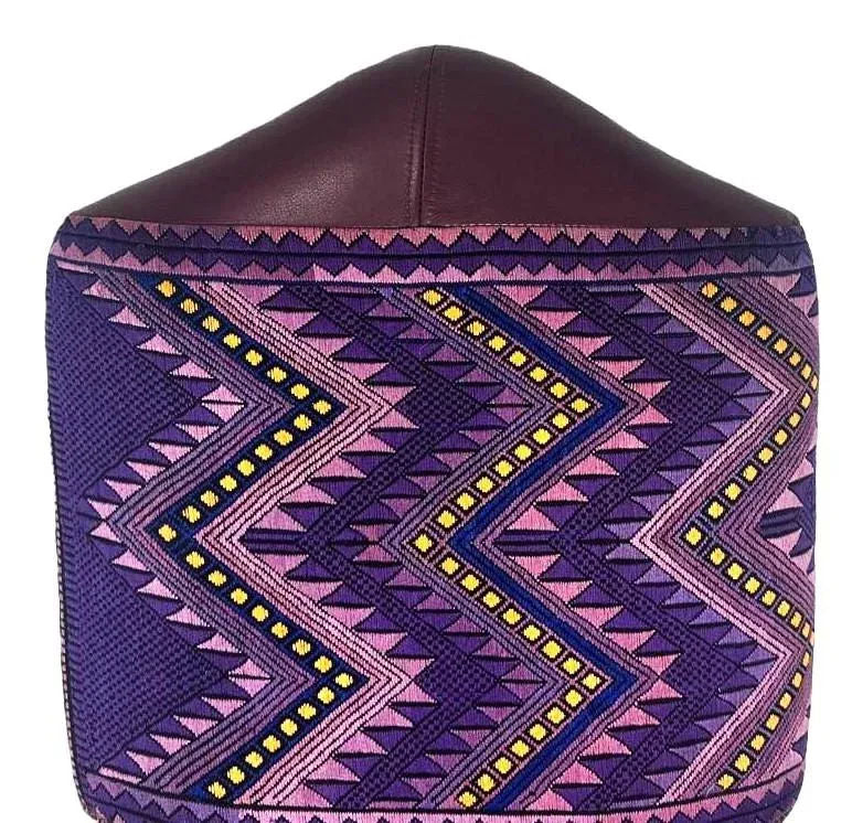 Antique Hacienda Style Chair With New Upholstery of Mauve and Rose Hand Embroidery and Leather - Image 3