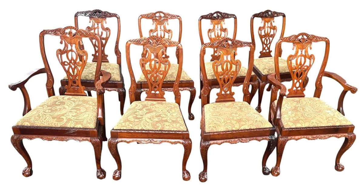 Solid Mahogany Chippendale Dining Chairs - Set of 8 Including 2 Armchairs - Circa Mid 20th Century - Image 3