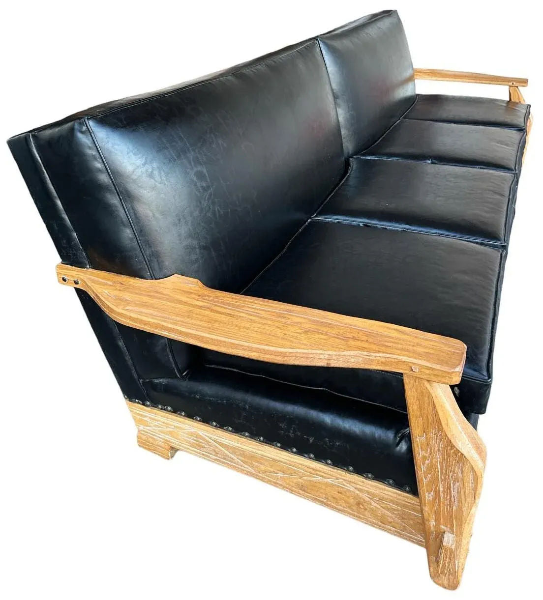 A. Brandt Ranch Oak Monumental 102" Sofa - Vintage Mid 20th Century - Image 3