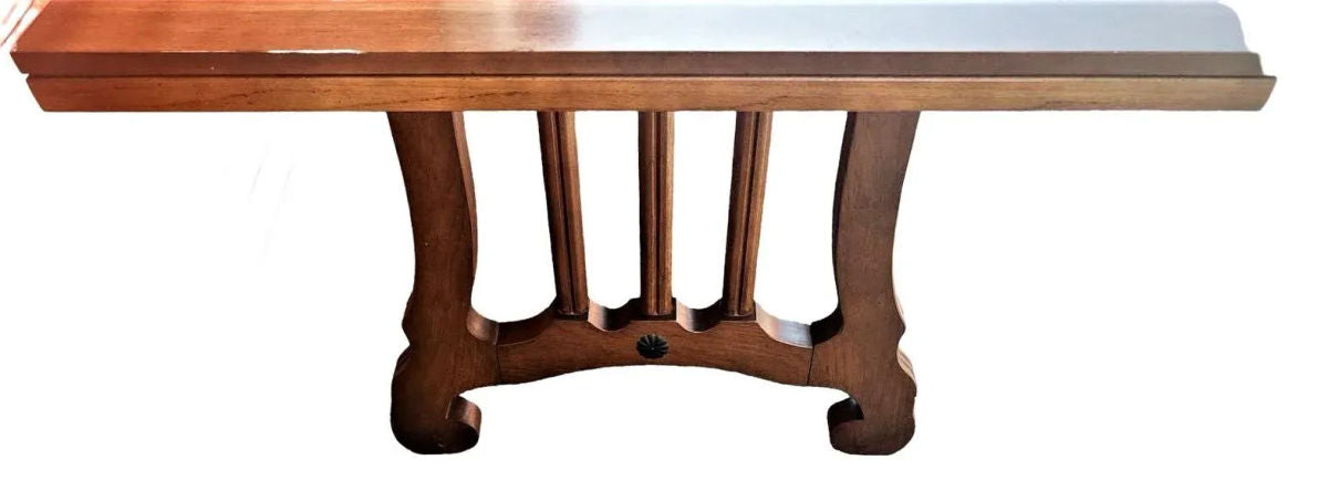 Spanish Style Lyre Leg Pecan Dining Table - Vintage Mid 20th Century - Image 3