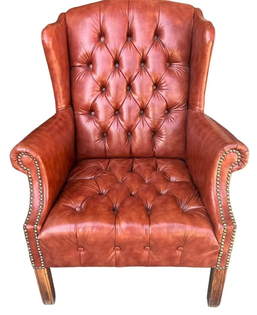 Chesterfield Tufted Wing Chair - Vintage Early 21st Century - Image 3