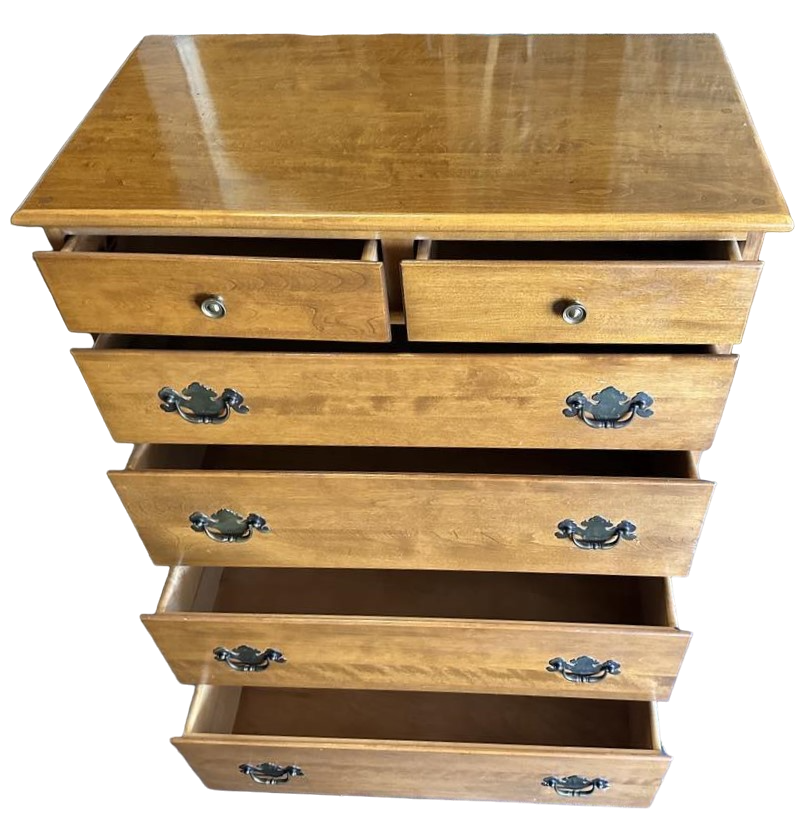 Ethan Allen Nutmeg Solid Maple 46" High Chest of 6 Drawers - Vintage 1960s - Image 3