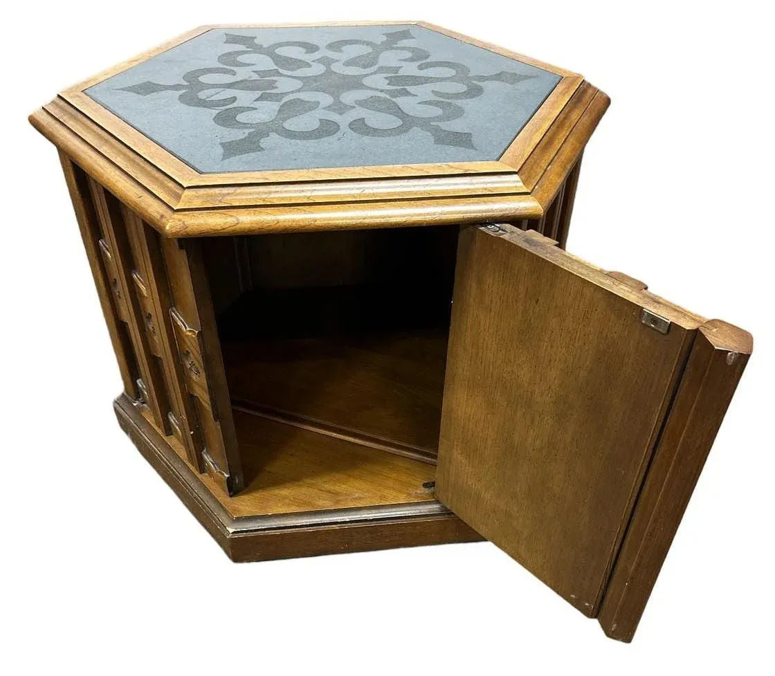 Jim Peed Drexel Esperanto Hexagon Table With Slate Top - 1960s Spanish Revival - Image 3