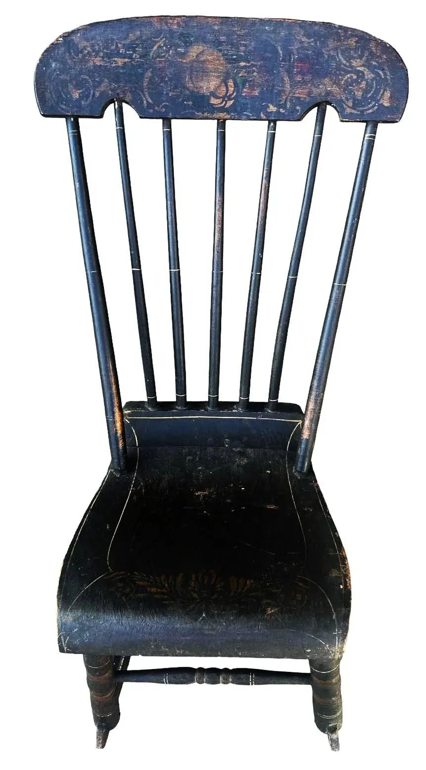 Early 19th Century Painted Oak Rocking Chair Signed ‘Madison’ - Image 3