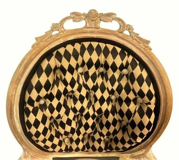 Antique 19th Century Louis XV Fauteuil in Cerused Walnut With New Black and Gold Harlequin Upholstery - Image 3