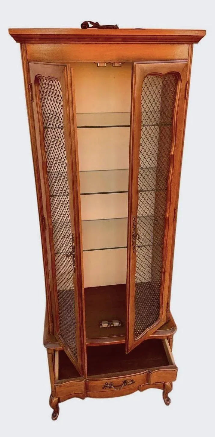 Solid Cherry Wood French Provincial Style China Cabinet Made in North Carolina - Vintage Mid 20th Century - Image 3