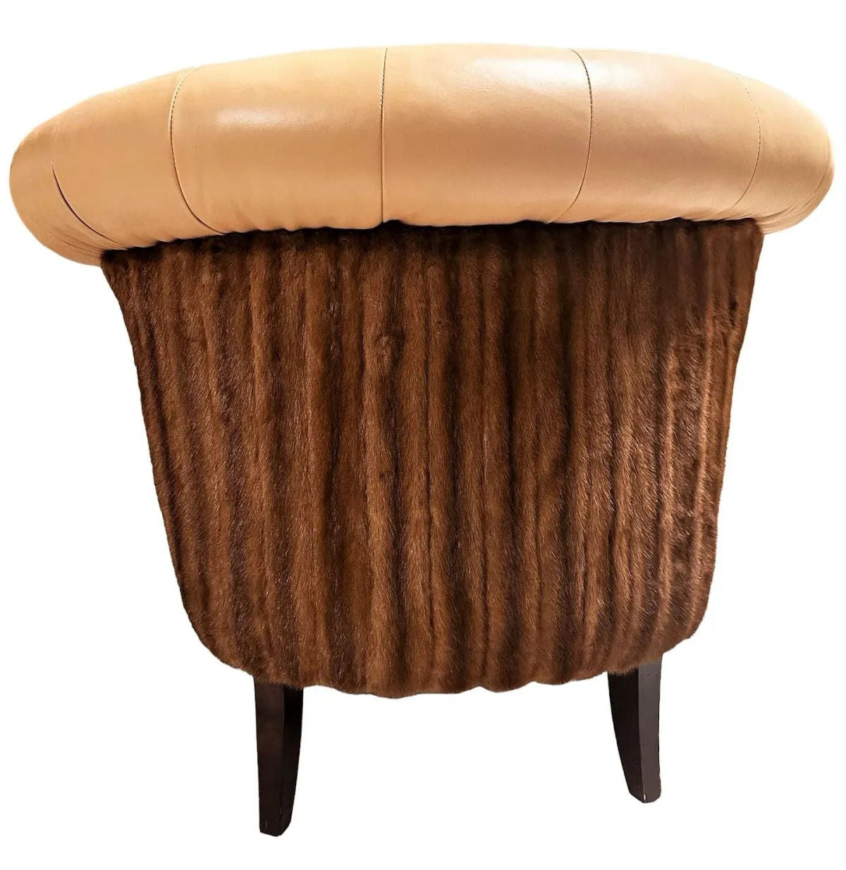 Mink Fur and Calfskin Upholstered Boudoir Chair - Image 3