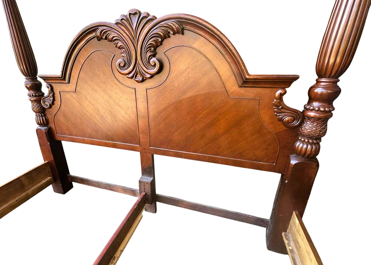 King Size Cherry Wood Four Poster Bed - Vintage Late 20th Century - Image 3