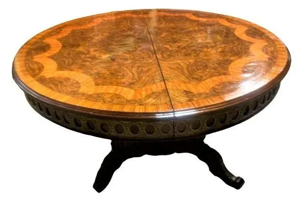 Monumental 19th Century Antique French Empire Dining Table in Burlwood, Satinwood and Mahogany - Image 3