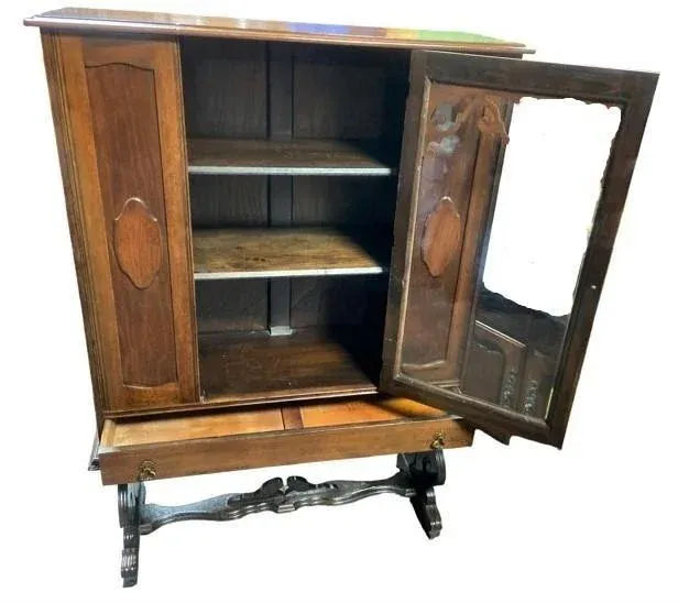 Albert Furniture Antique Spanish Revival Walnut China Cabinet - 1920s - Image 3