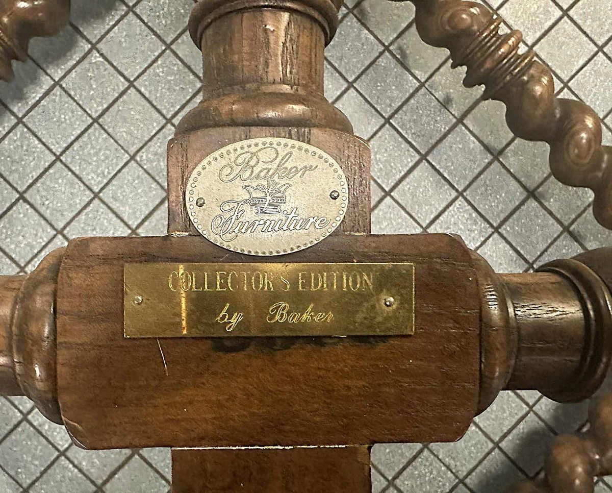 Baker Furniture Collectors Edition Barley Twist Oak Glass Top Coffee Table - Vintage Mid 20th Century - Image 3