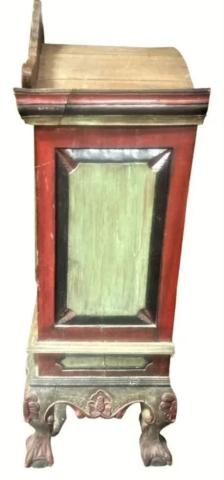Dutch Colonial Antique 19th Century Liquor Cabinet With Bonnet Top and Ball and Claw Legs - Image 4