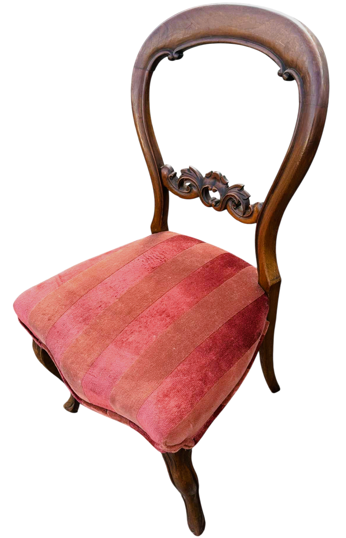 Pair of 19th Century Balloon Back Salon Chairs in Fine Carved Walnut and Elegant New Upholstery - Image 4