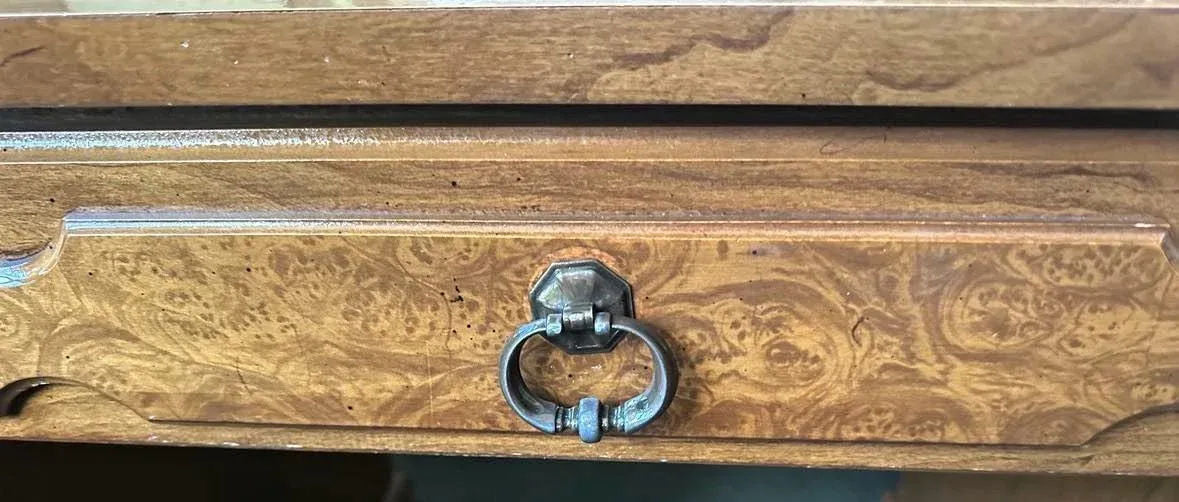 Vintage Flexsteel Dmi Walnut and Burlwood Desk - Image 4