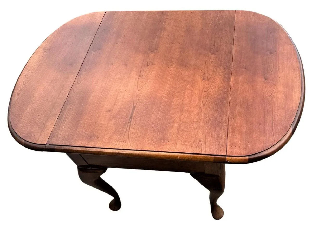 Solid Cherry Wood Drop Leaf Queen Anne Side Table by American Drew - Vintage Late 20th Century - Image 4