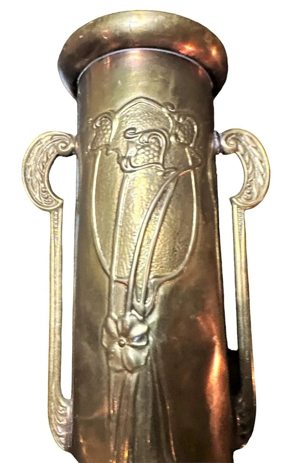 Antique English Arts & Crafts Brass Vase - Circa 1910 - Image 4