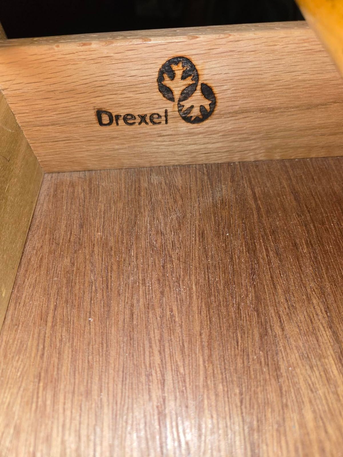 Drexel Vintage Solid Oak Demilune Executive Desk - Circa Mid to Late 20th Century - Image 4