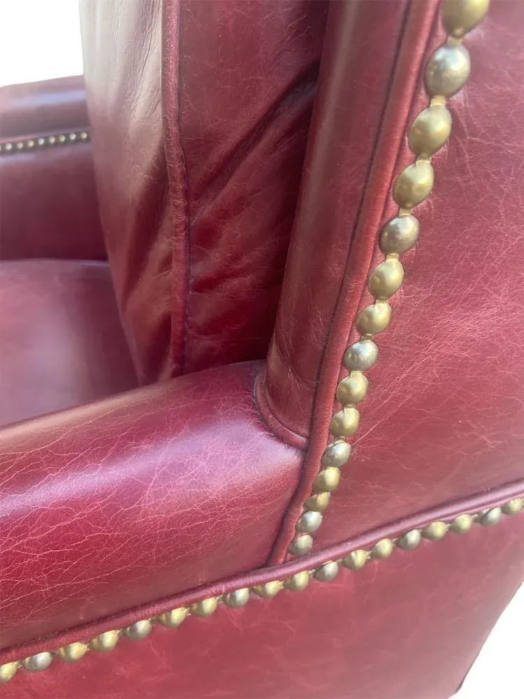 Hancock & Moore 'Hamilton' Red Leather Tall Executive Swivel Chair - Vintage Late 20th Century - Image 4