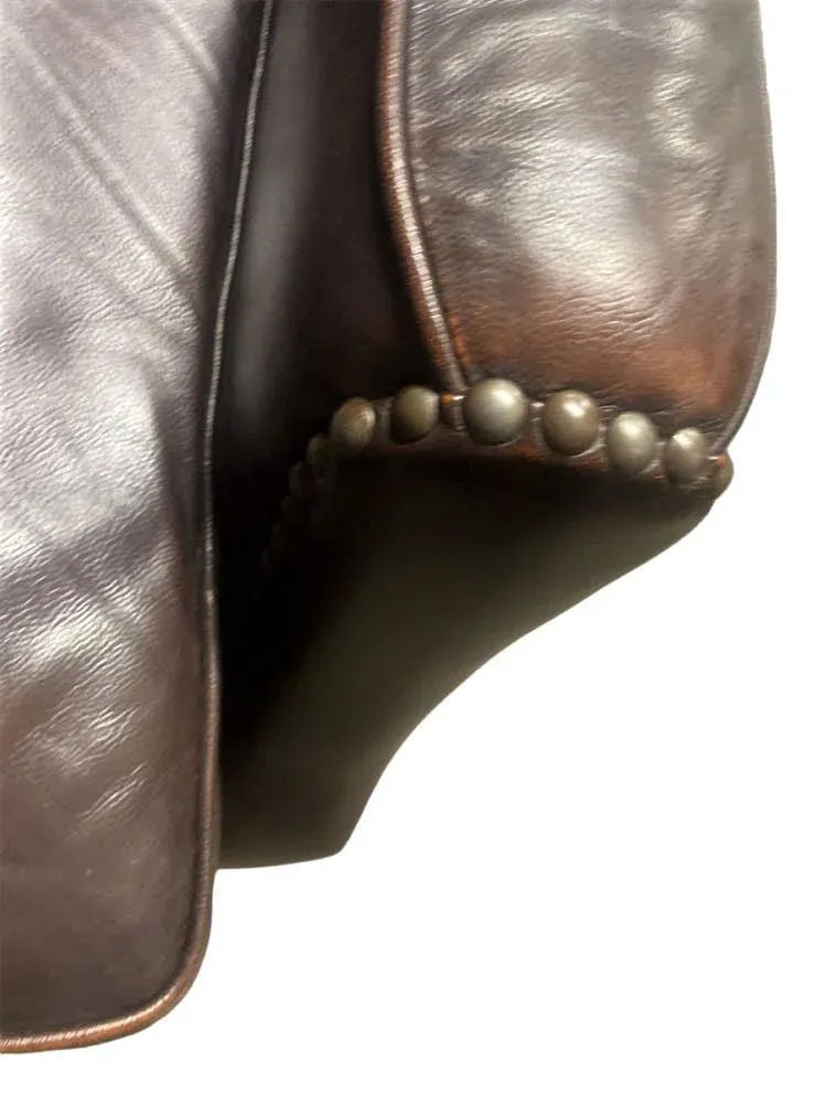 Early 21st Century Dark Brown Leather Lounge Chair With Nailhead Trim - Image 4